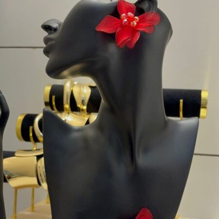 Redc flower earrings