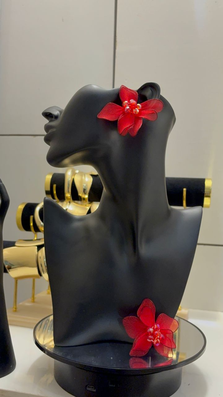 Redc flower earrings