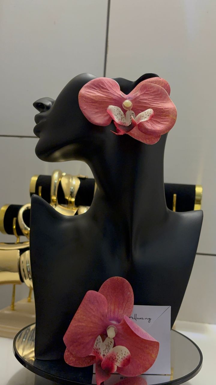 Pink flower earrings